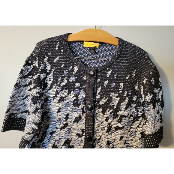 St. John Wool Blend Women's Short Sleeve Button Front Sweater Size L - Picture 2 of 7